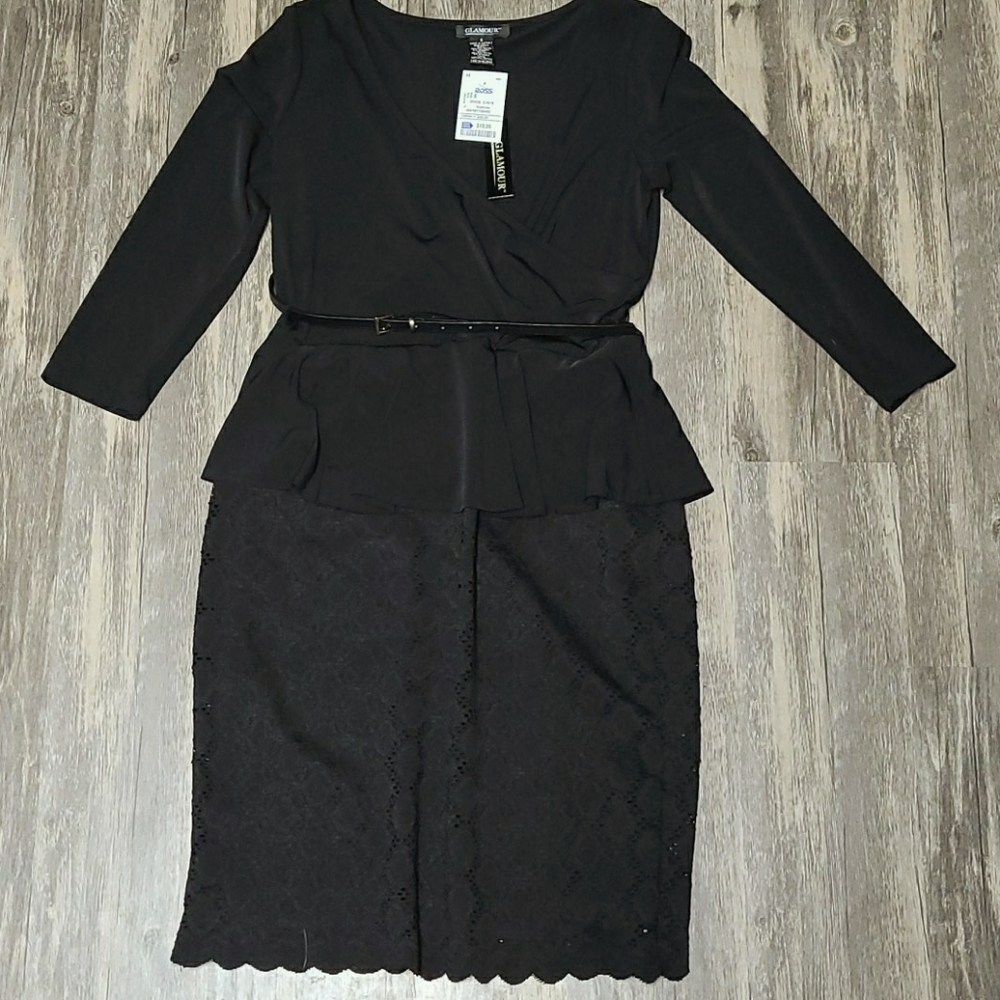 Black semi formal dress with belt